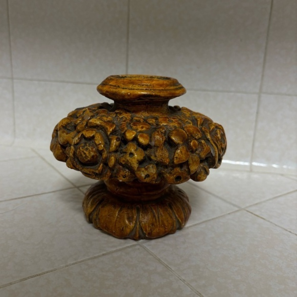 Vintage Jaru Floral Wooden Candle Stick Holders
